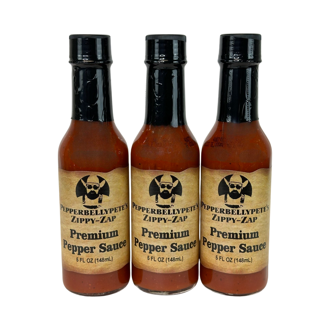 Pepper Belly Pete's Zippy-Zap Premium Pepper Sauce. Front