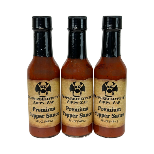 Pepper Belly Pete's Zippy-Zap Premium Pepper Sauce. Front